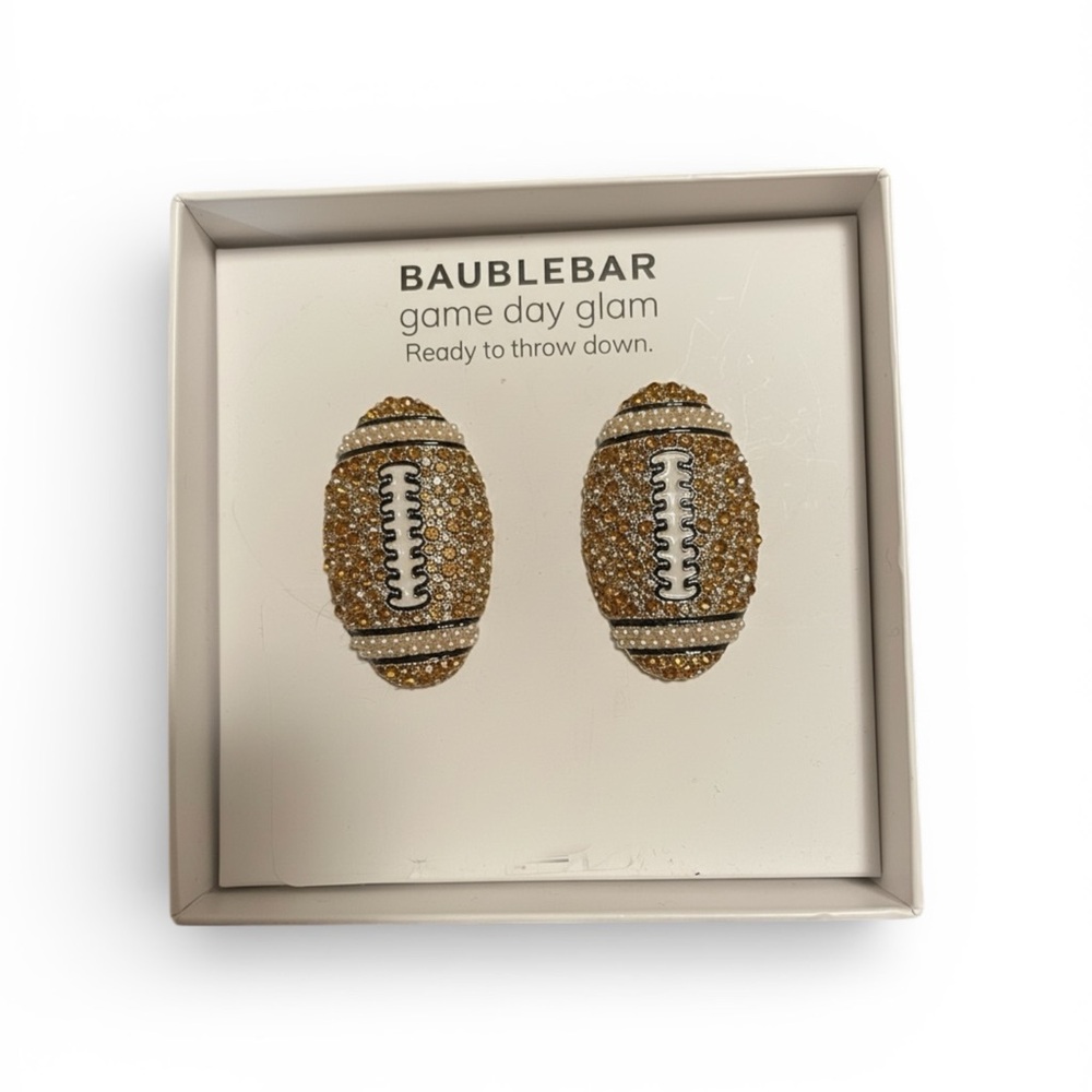 BaubleBar Glittering “Glam” Gold Football Earrings